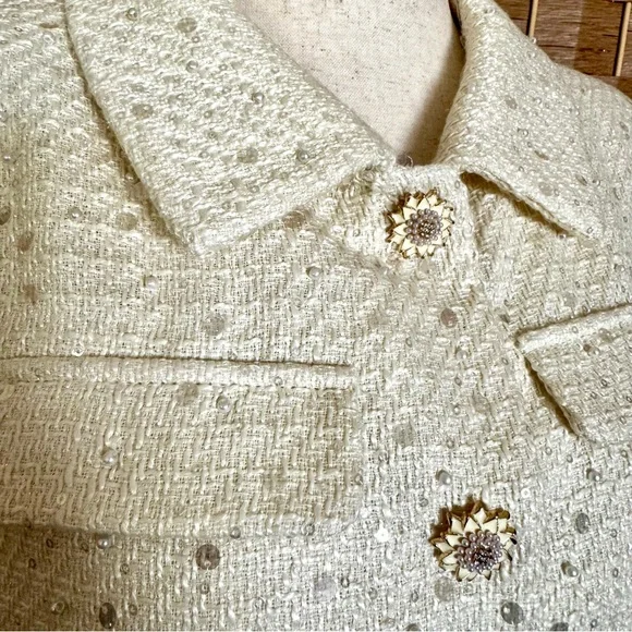 NWT butter yellow Antonio Melani Rita tweed jacket 14 - Picture 4 of 13